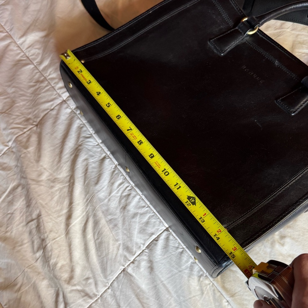 Banuce Leather Messenger Laptop Briefcase Work Bag Black - Picture 12 of 15